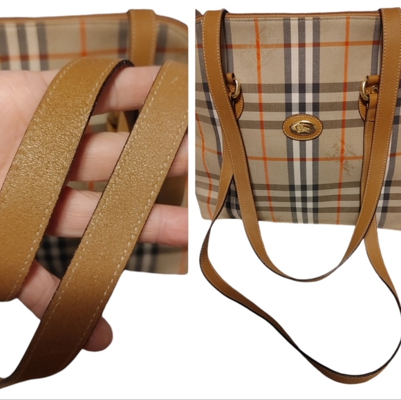 Vintage Burberry Nova Check Horse Canvas & Leather Shoulder Bag - Picture 15 of 16